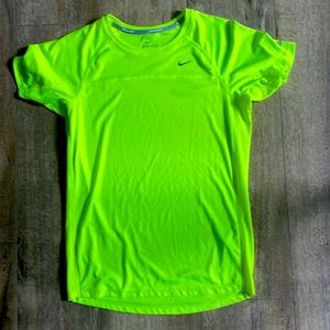 Nike running dri fit top bright fluorescent yellow